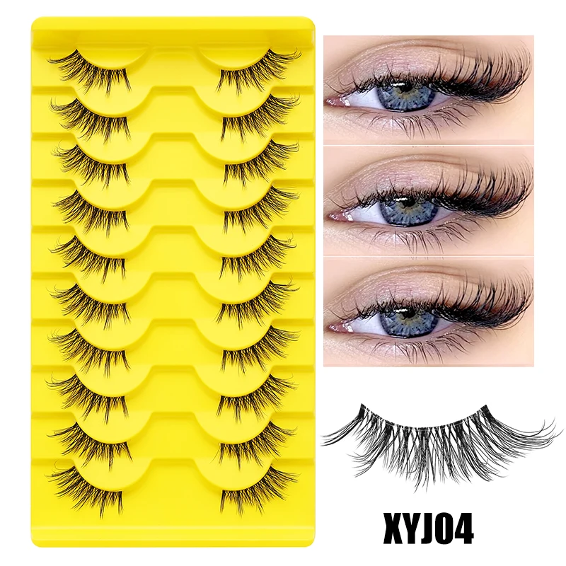 DINGSEN 10 Paar geflügelte Halb-Wimpern im Cat-Eye-Design für natürlichen Flauschigkeit und natürliches Aussehen, falsche Wimpernverlängerung als Beauty-Tool – Detail 9