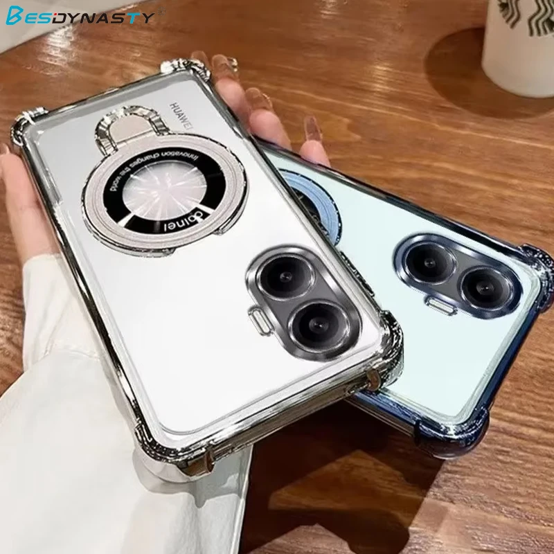 Luxury Transparent Shockproof Soft Cover with Airbag Electroplating Holder