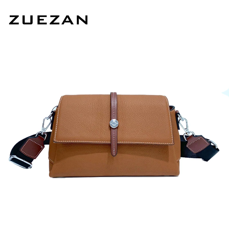 

100% Real Leather, 2 Straps, 3 Compartments, Women Genuine Leather Messenger Bag, Girl,Female Flap Shoulder Cross-body Bag, A753