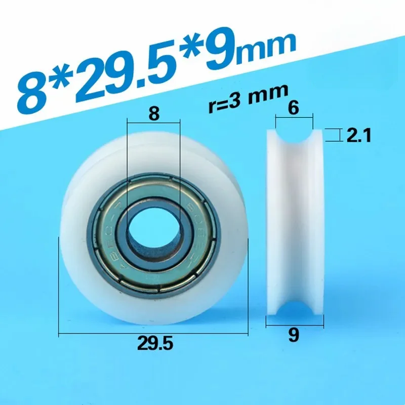 

U groove Plastic coated bearing 608ZZ 8*29.5*9mm POM roller concave wheel nylon pulley bore size 6mm diameter 29.5mm