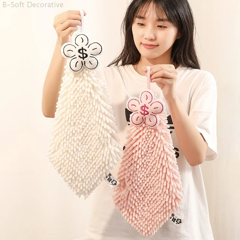 Description Picture 4 of itemIns Flower Shape Hand Towels Quick-drying Hand Towel Cute Hanging Hand Towel for Kitchen Bathroom Handkerchief Home Supplies