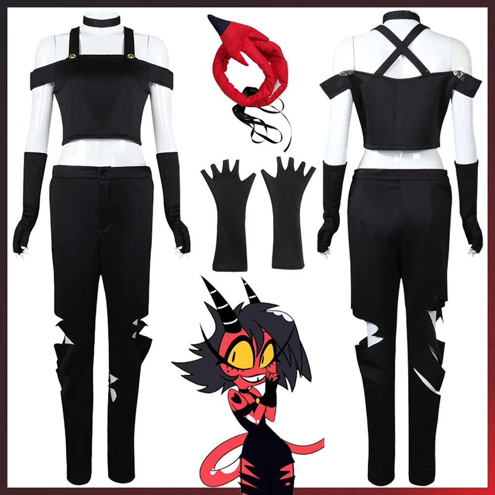 

Cartoon Helluva Cosplay Boss Costume Disguise Millie Cosplay Fantasy Tail Collar Suits Women Roleplay Fantasia Outfits Female