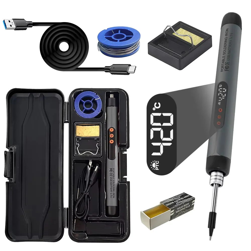 Soldering Iron Kit Smart USB Soldering Iron Kit Digital Display Type-C Interface Electric LED Soldering Iron Adjustable Temperature Welding Tools,soldering iron,electric soldering iron,soldering iron kit,soldering iron set