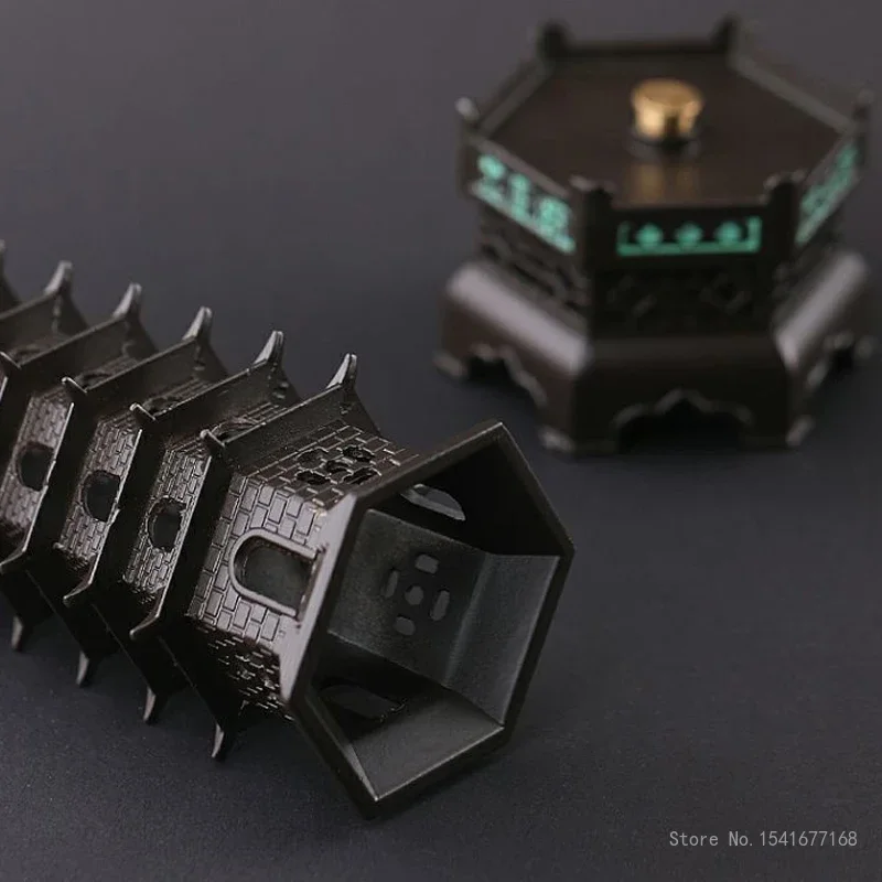 Incense Burner Zinc Alloy Nine Story Tower Fragrance Stove Home Indoor Living Room Tea Ceremony Crafts Retro Zen Decorations 1PC