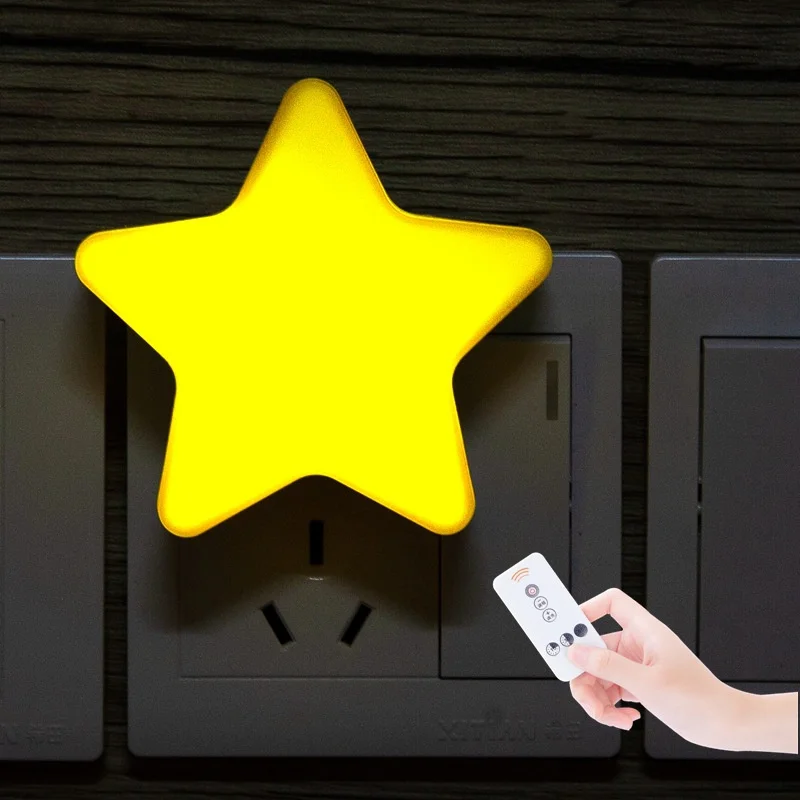 Remote Control Sensor Night Light Five-pointed Star Shape LED Light Bedside Wall Lamp Child Baby Star Sleep Night Light best night light Night Lights