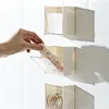 Plastic Wall Mounted Storage Boxes Dustproof Bathroom Organizer for Cotton Swabs Makeup Adhesive Small Jewelry Holder Box 4
