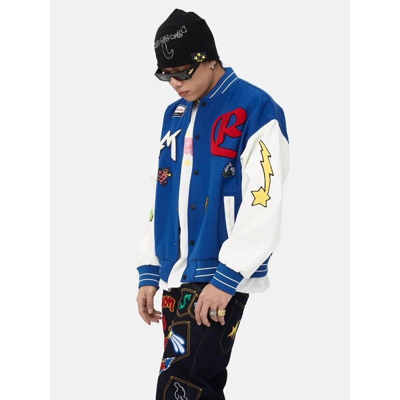 Hip Hop Patchwork Jackets Mens Furry Clown Letter Embroidery College  Harajuku Casual Bomber Varsity Jacket Women Baseball Coats - AliExpress