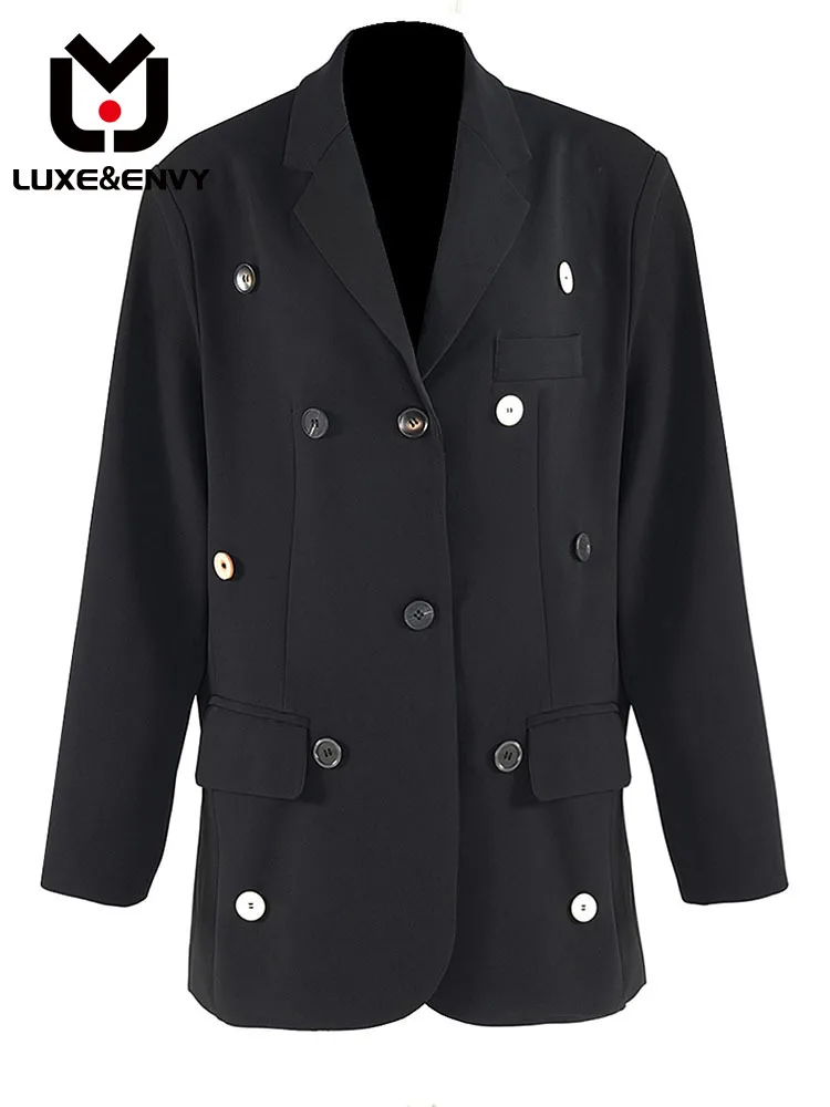 

LUXE&ENVY Fashion Multi Button Loose Fit Suit Coat Women 2023 Autumn