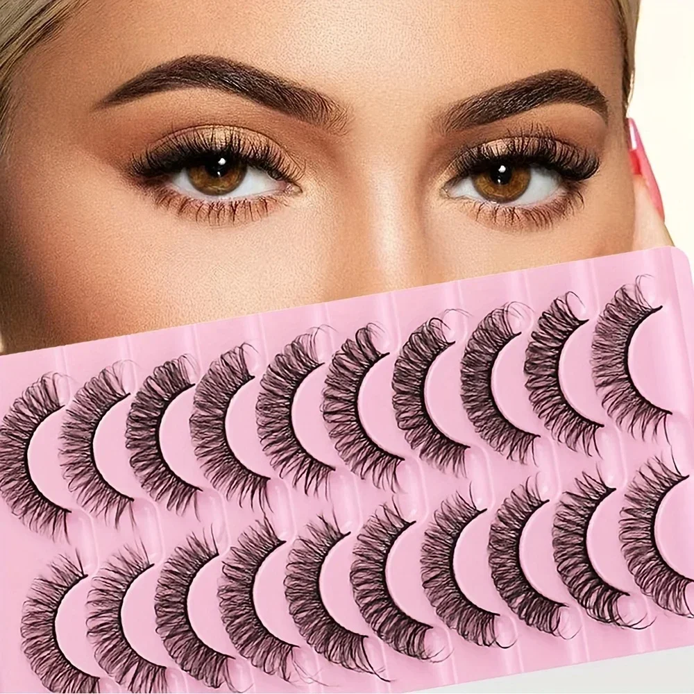 10 Paar Wimpern d locken russische Wimpern 3d Nerz Wimpern wieder verwendbare flauschige russische Streifen Wimpern Wimpern
