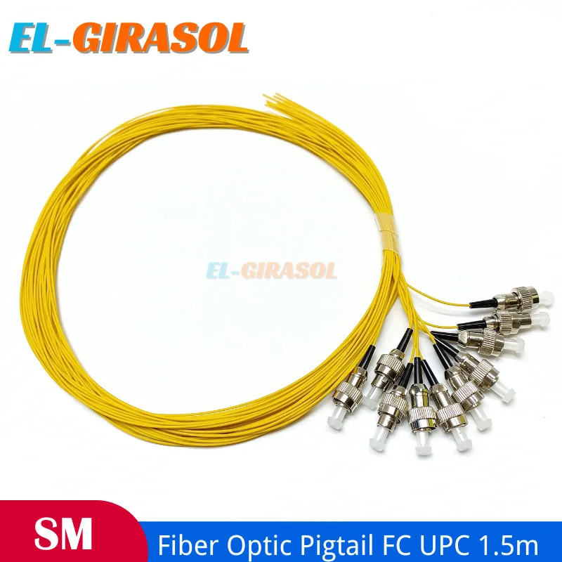 50PCS Fiber Optic Pigtail FC/UPC SM G652D SX 0.9MM 1.5 Meter Length Fiber Optical Pigtails FC UPC Single Mode PVC FTTH