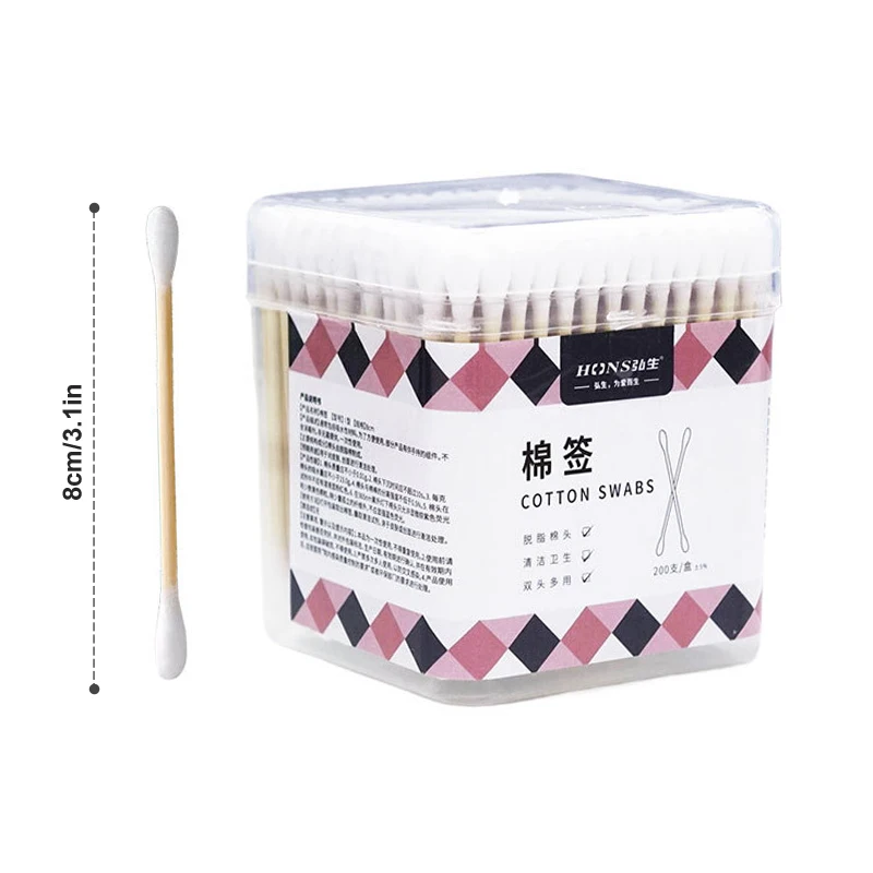 100/150/200Pcs 2-in-1 Ear Digging Spoon Double Ended Cotton Stick Ear Cleaner Disposable Cleaning White Cotton Swab Makeup Tool