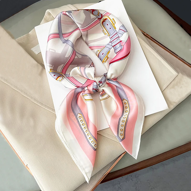 Luxury 70cm Silk Square Scarf Women Satin Bandana Print Scarves Head Band Fashion Lady Hair Shawl Wrap Female Neckerchief Hijab - Image 4