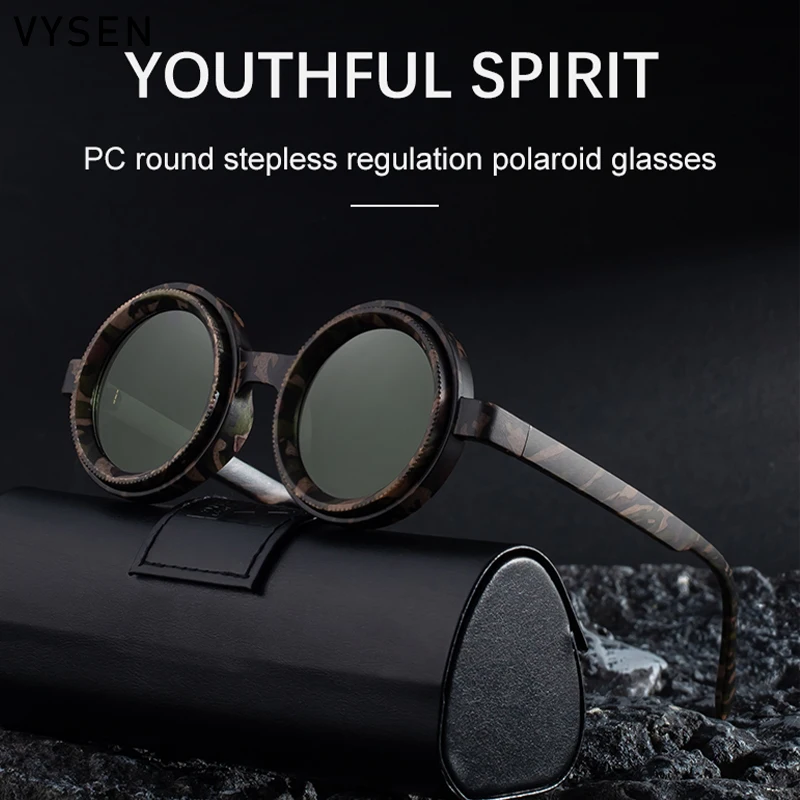 Steampunk Polarisierte Kleine Rahmen Runde Einstellbare Licht Sonnenbrille ND9 Dimmen Sonnenbrille Outdoor Shades Angeln Fahren Brillen