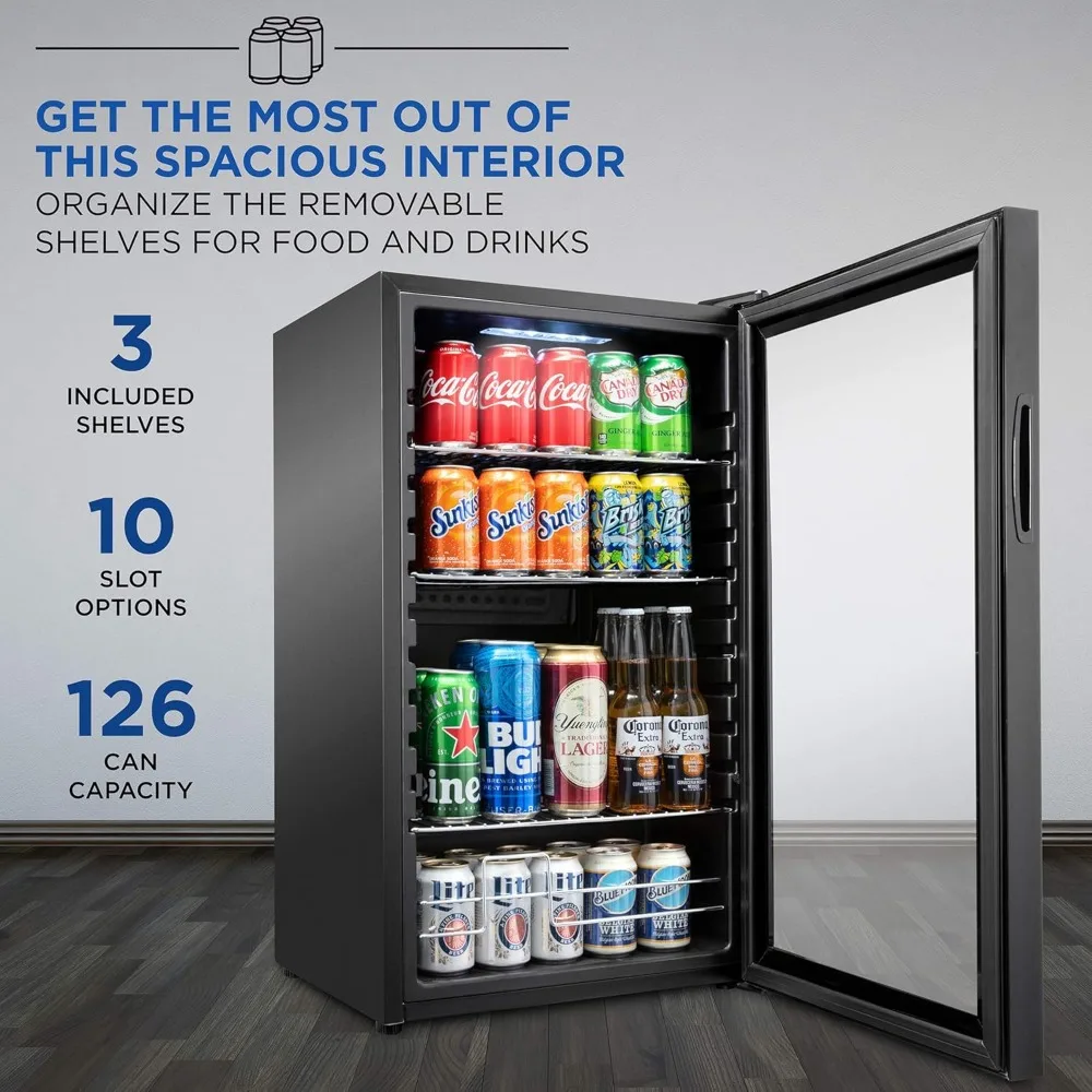 126 Can Beverage Refrigerator Freestanding Ultra Cool Mini Drink Fridge Beer, Cocktails, Soda, Juice Cooler