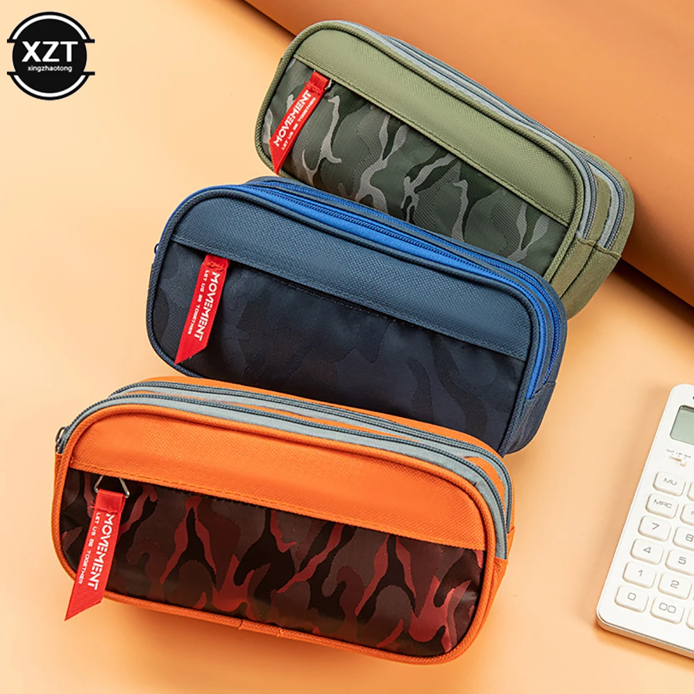 Compact Pencil Case with Multiple Compartments Pencil Case with Zipper Mesh  Bag Stylish Double Zipper Pencil Case for Students - AliExpress