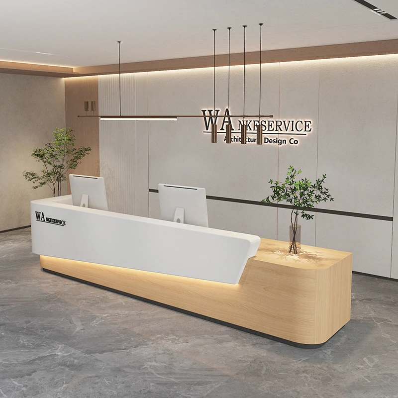 Simple Corporation Reception Desk Hotel Lobby Service Counter Office Counter Church Pulpit Storage Furniture Receptionsdisk FYRD