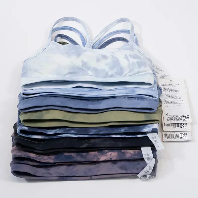 Lemon Women Suspenders Sports Bras Tie Dye Fitness Yoga Vest Sexy Y-Type Beauty Back Breathable Female Underwear for Summer