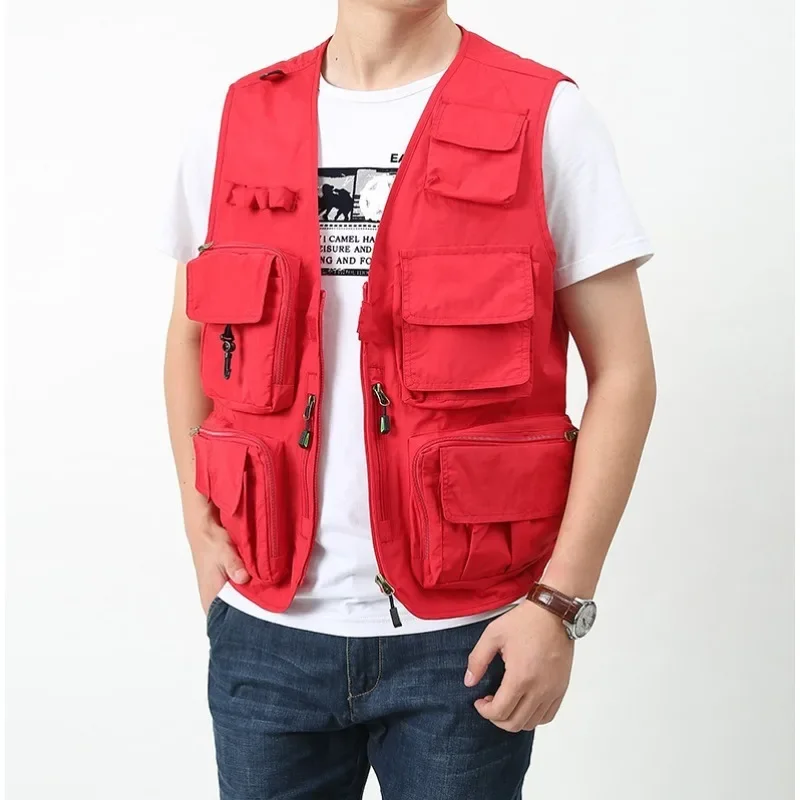 남성용 자수 민소매 재킷, 럭셔리 남성 의류, 레저 재킷, 사냥 전술 작업, 멀티 포켓 캠핑 지퍼