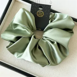 Elegant Black Satin Hair Scrunchies - Luxurious Silk - Like Hair Accessories (Dark green)