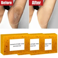100g Turmeric Scrub Exfoliator Handmade Soap,Lemon Kojic Acid Brighten Moisturizing Shower Face Cleansing Soap,Body Skin Cleaner 1