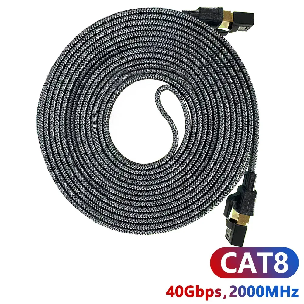 Cat8 Ethernet Cable RJ45 Patch Lan STTP 5M 10M Cotton Braided Internet Lan Cord for Router Modem Internet RJ 45 Ethernet Cable