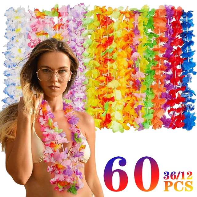 Tropical Flower Lei Necklace Set for Luau & Beach Parties 1