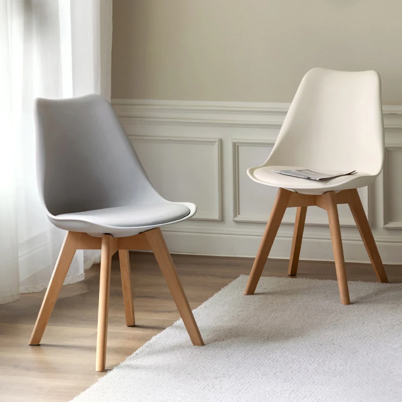 

Nordic solid wood dining home bedroom study, upholstered back girl's makeup desk, Eames