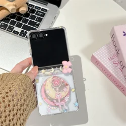 Korean Cute Star Magic Wand Magnetic Phone Case with Magsafe Stand - Galaxy Z Flip5 (NF758 - 2 - With Stand)