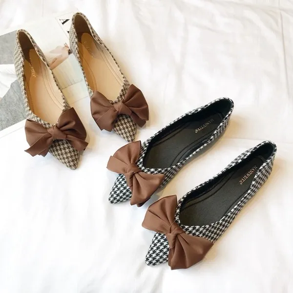 2023 Spring New Women Flats with Bowknot Flat Heel Shoes Zapatos De Mujer Pointed Soft Sole Casual Women's Shoes Lolita Shoes