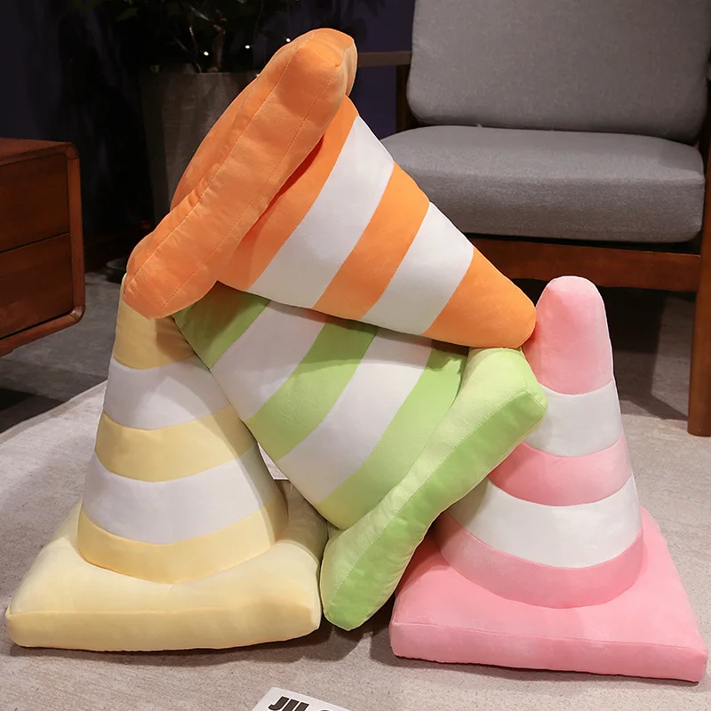 Simulation Traffic Cone Plush Pillow Creative Roadblock Stuffed Early Education Toys Cushion Doll Kids Boys Road Game Gift 6