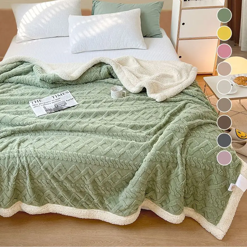 

Thickened Imitation Cashmere Throw Blanket Bed Fleece Throw Sofa Couch Reversible Throw Blanket Soft Plush Fluffy Warm Cozy