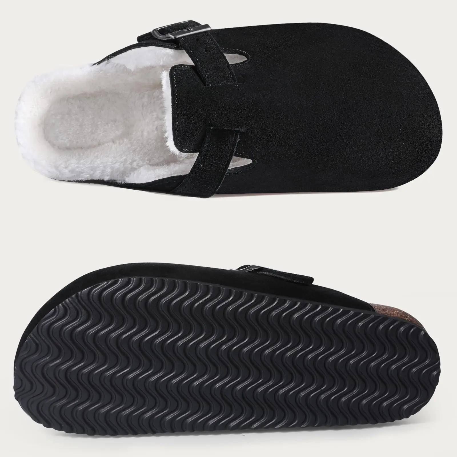 Pallene Women Fur Cork Clogs New Winter Cork Slippers Indoor And Outdoor Fur Mules Slides Female Comfort Warm House Shoes