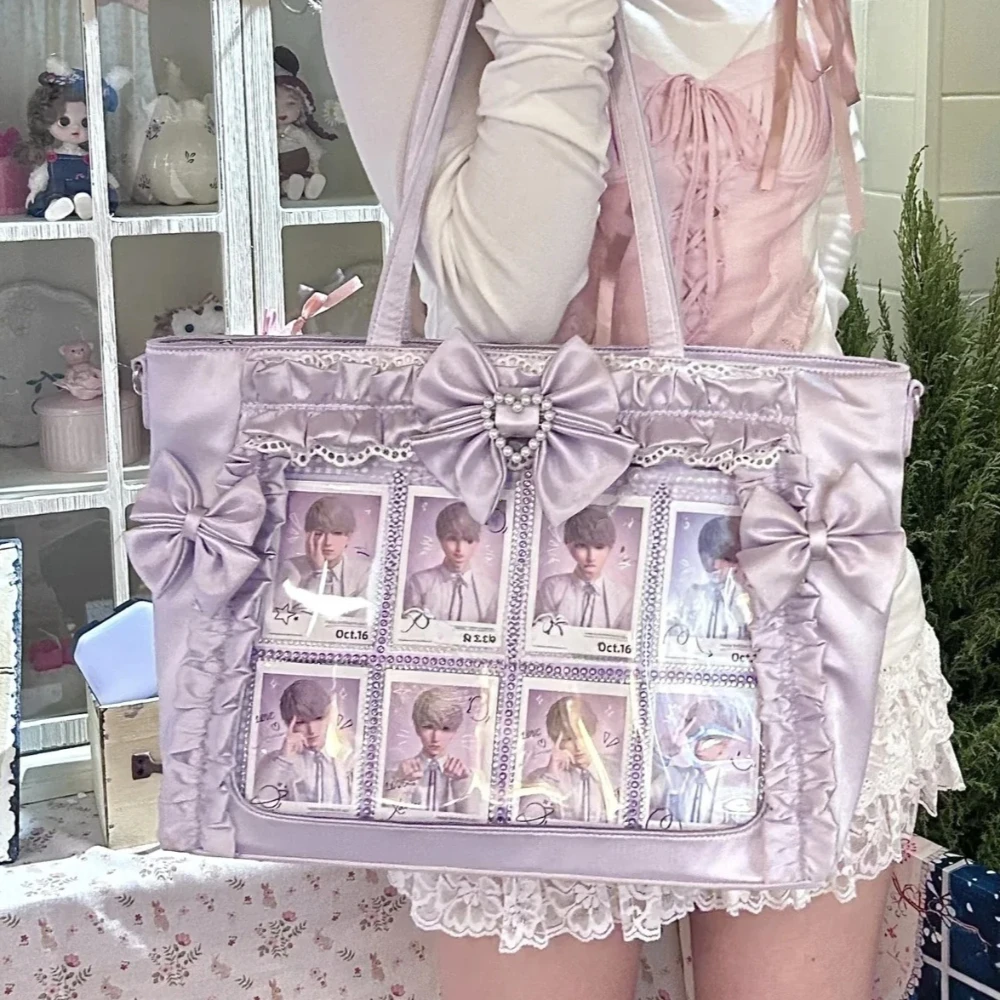 Sweet & Stylish Ulzzang Ita Bag with Lace Bow Ribbon - Cute & Trendy Shoulder Tote