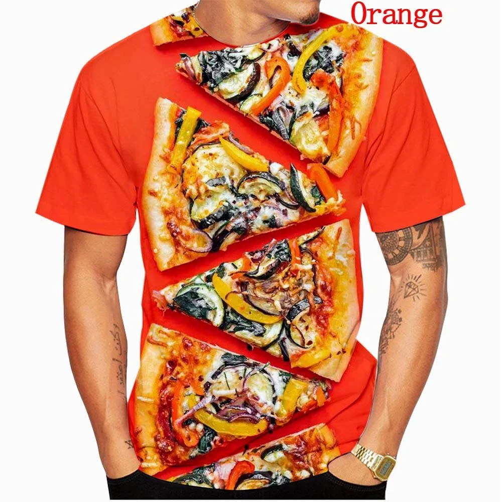 

Забавная футболка с 3D принтом пиццы для мужчин и женщин, повседневная индивидуальная футболка в стиле Харадзюку с изображением вкусной еды