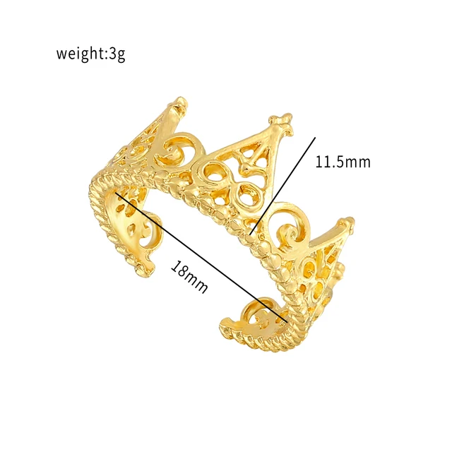 Disney Barbie As The Princess And The Pauper Anneliese Crown Open Ring  Cartoon Gold Color Adjustable Jewelry For Girl Gifts