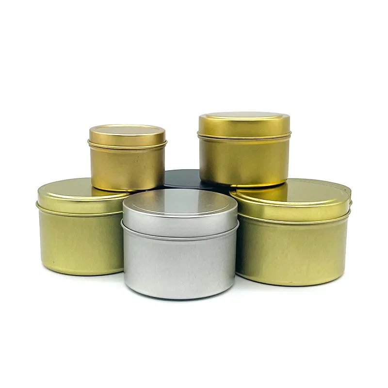 5/10PCS 4oz Candle jar Empty Tinplate Box Black Round Golden Candle Containers tea caddy Cream Jar Storage Container for Travel