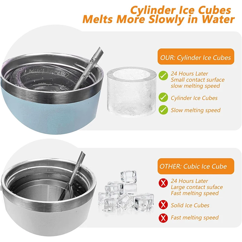 Cylinder Ice Cube Tray For Stanley Cup Tumbler Collapsible Reusable Silicone Ice Molds One-Piece 3-Grid For Drink Juice Coffee ice mold