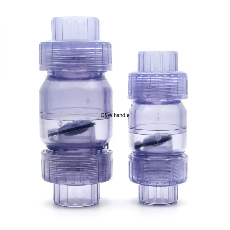Válvula de Retenção Transparente Pvc Uma Maneira Não Retorno Válvula Encaixe de Tubulação Água Conector para Jardim Irrigação Aquário i. D.25 mm 32 mm