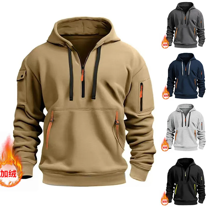 Mens Thick Warm Winter Sweatshirts Hooded Coat