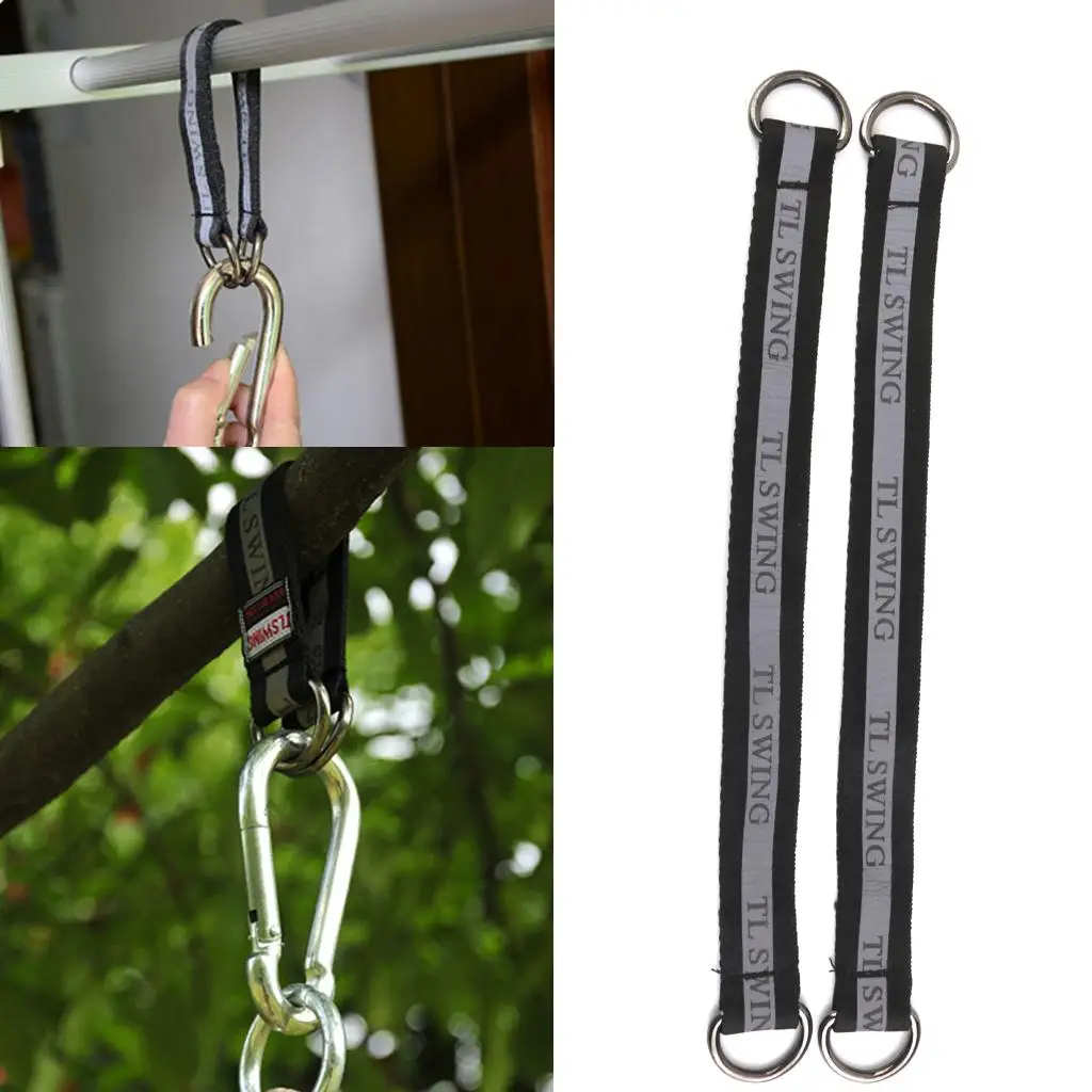 [Set of 2] Tree Swing Nylon Hanging Hammock Straps 5 FT 660 lbs Carabiner 2