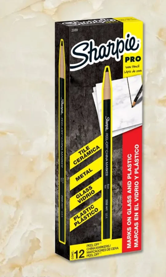 Sharpie Pro Black Peel Off China Marker, Grease Pencil, 02089, Box of 12