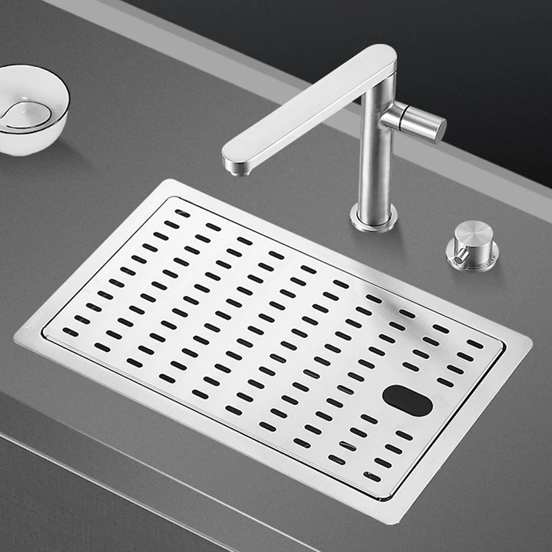 Mini Single Hidden Cover Sink Small Size Bar Counter Island Handmade 304 Stainless Steel Sinks 5