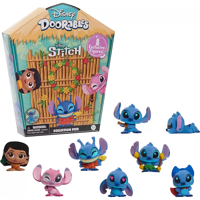 Disney Doorables Stitch 8pcs Cartoon Meimaid Angel Model Figure Desk  Ornaments Accessories Children Collectable Toys Xmas Gifts