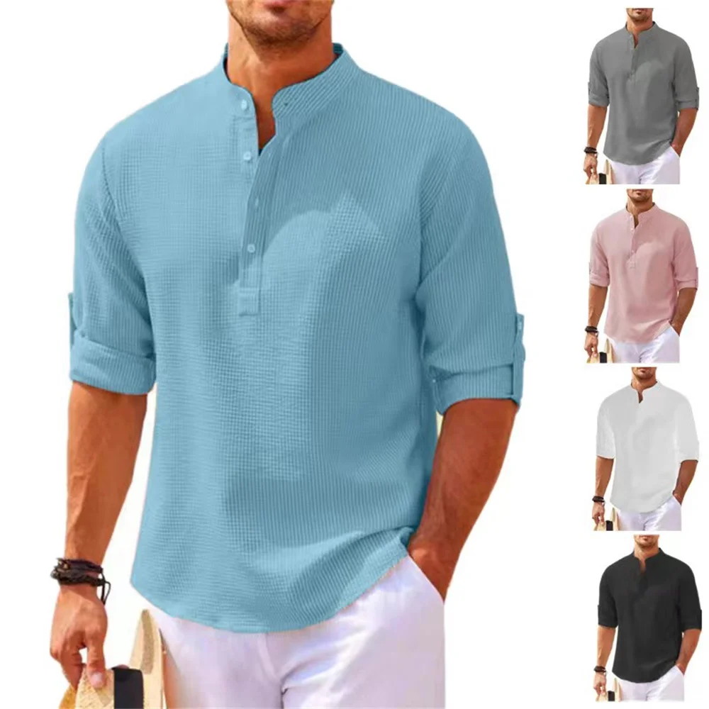 2023 Fashion Men's Henry Shirt Designer Casual Half Button Sports High Quality Soft Material New Men's Long Sleeve POLO Shirt new men s short sleeve shorts boutique two piece set of solid color henry jacket sports elastic shorts men s suit wholesale