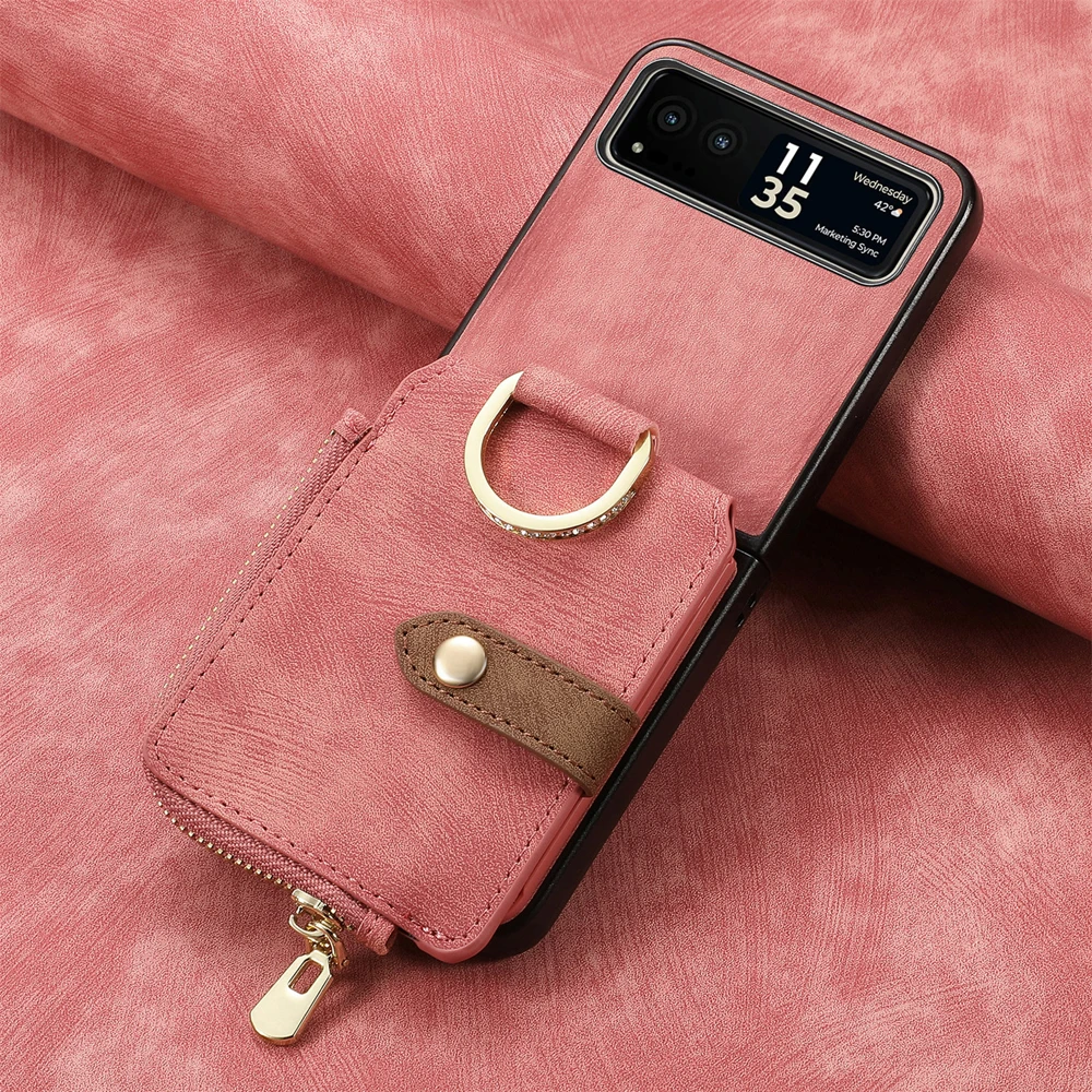 Luxury Leather Wallet Phone Case with Ring and Card Holder