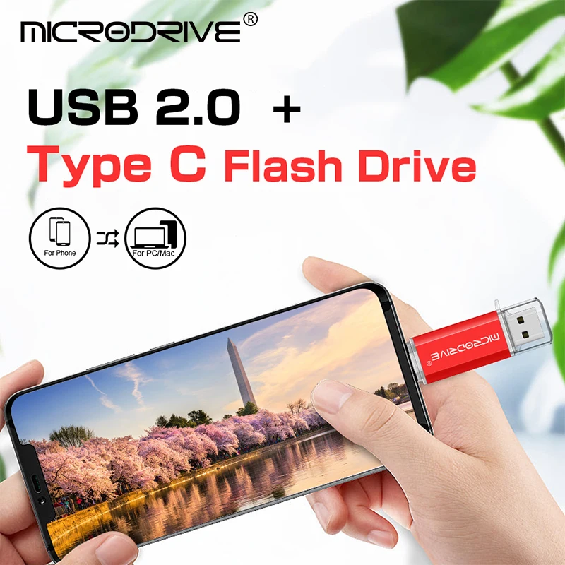 OTG 2 IN 1 pendrive 128GB 64GB 32GB 16GB Type-C pen drive 8GB 4GB flash usb pen Key flash stick business Gift USB Flash Drive Flash Drive Type C Pendrive