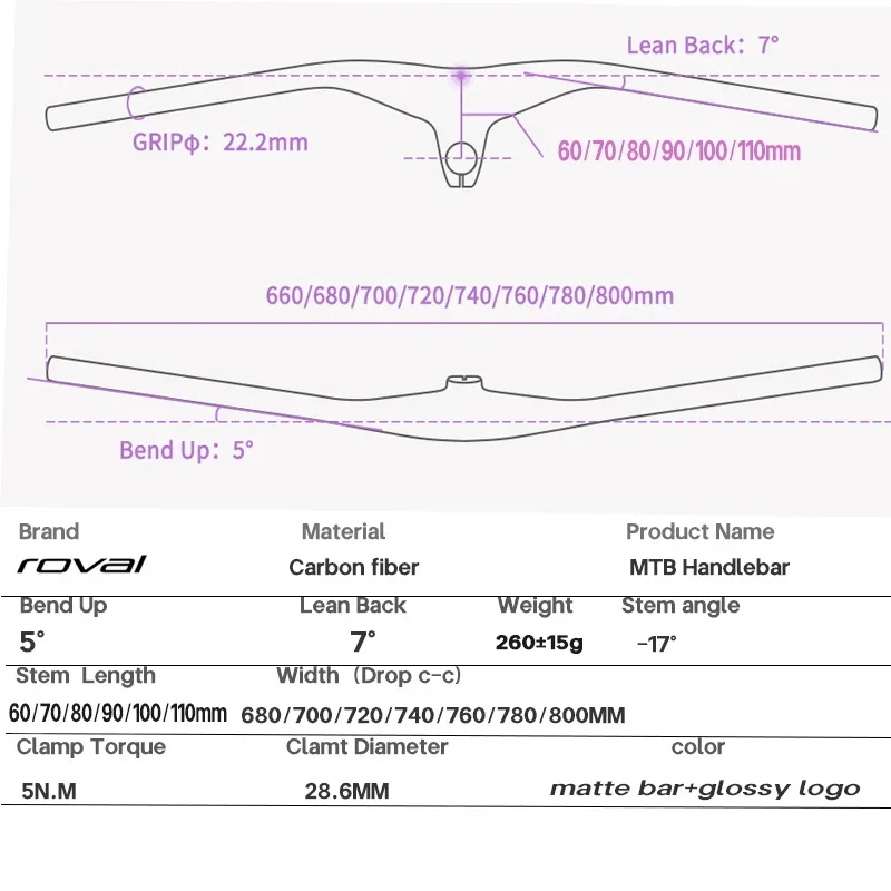 T1000 Carbon Mtb Handlebars And Stem 28.6mm-17Degree Carbon Integrated Handlebar Mountain Bike 660-800 60-110mm Bicycle Parts
