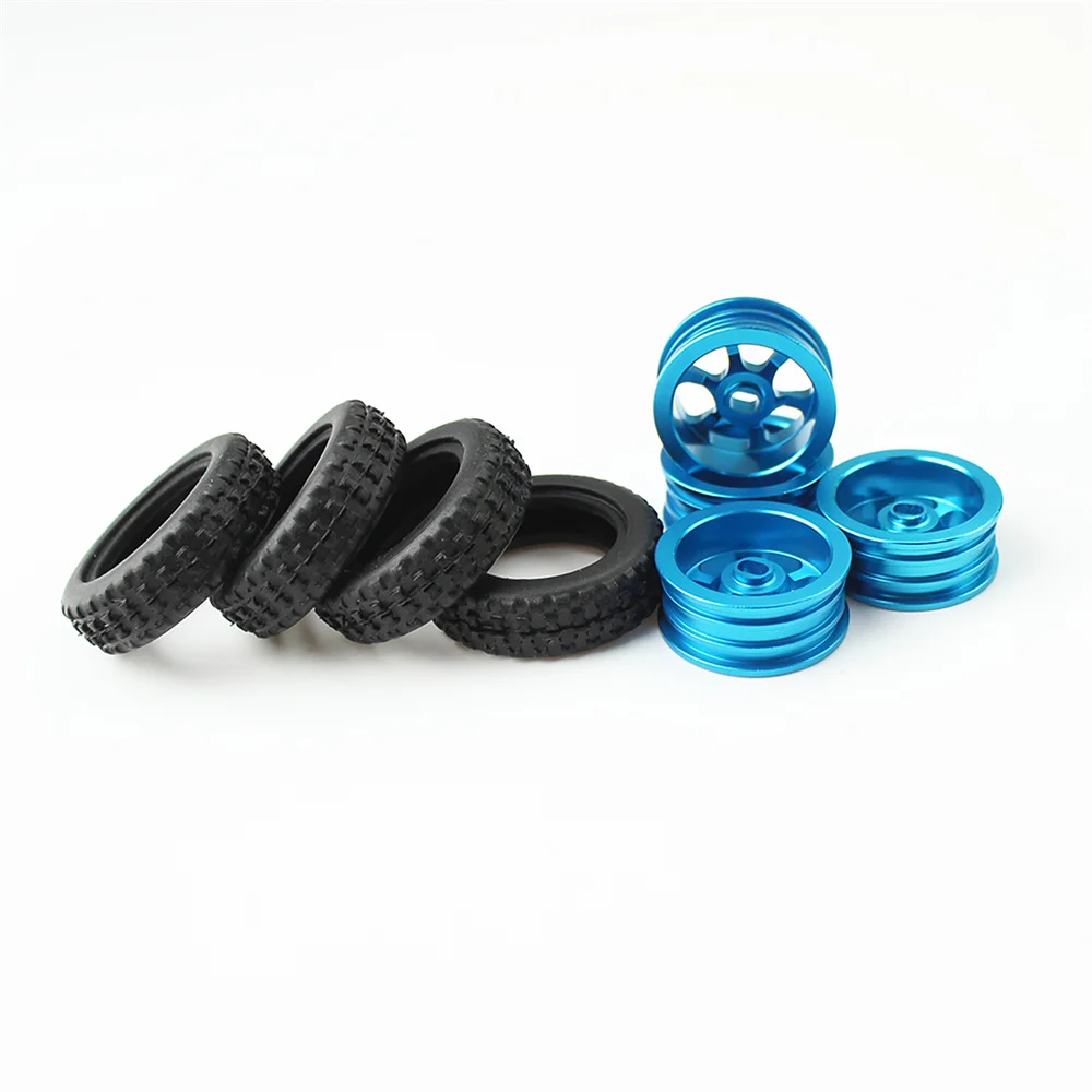 

4 PCS Rubber Tire Tyres Metal Wheel Rim For Wltoys K989 284131 284010 RC Car Upgrades Accessories Parts