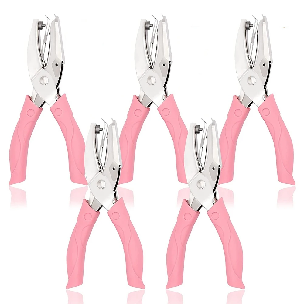 

5 Pieces Hole Paper Punch Punchers with Soft-Handled for Tags Clothing Ticket,3 Shapes Circle Star Heart