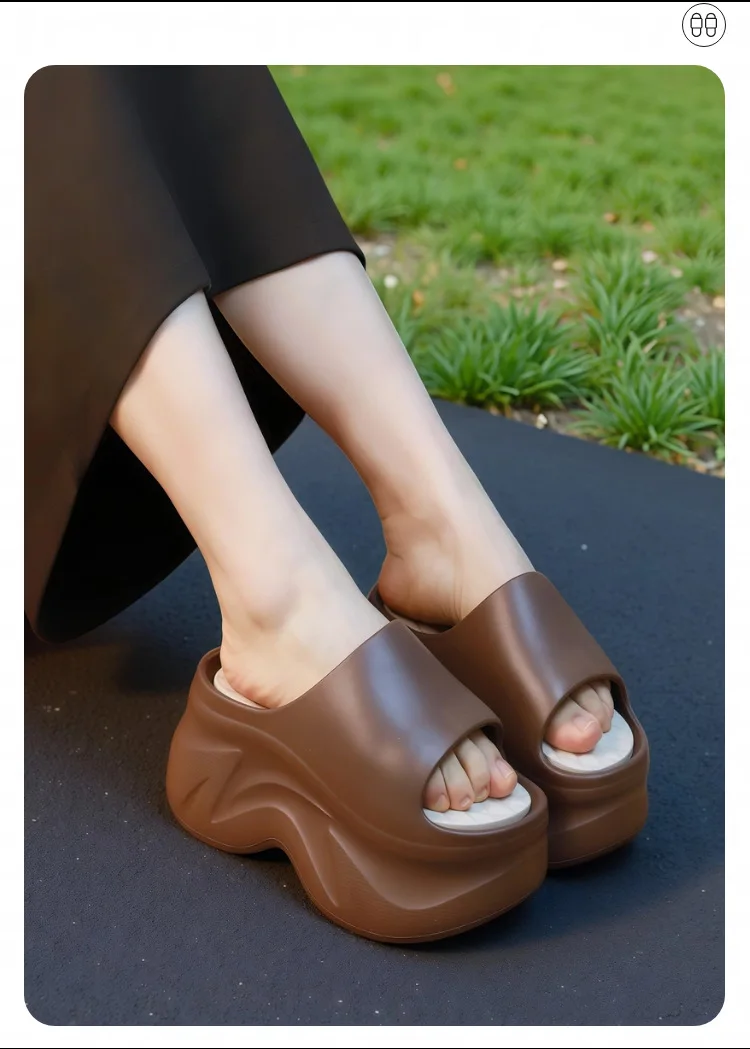 Damen 9cm Super Hohe Absätze Plateau-Pantoletten Rutschfeste EVA-Dicksohlen Modische Schuhe Chunky Sandalen für Outdoor und Freizeit – Detail 13